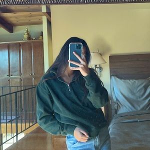 Brandy Melville green quarter zip